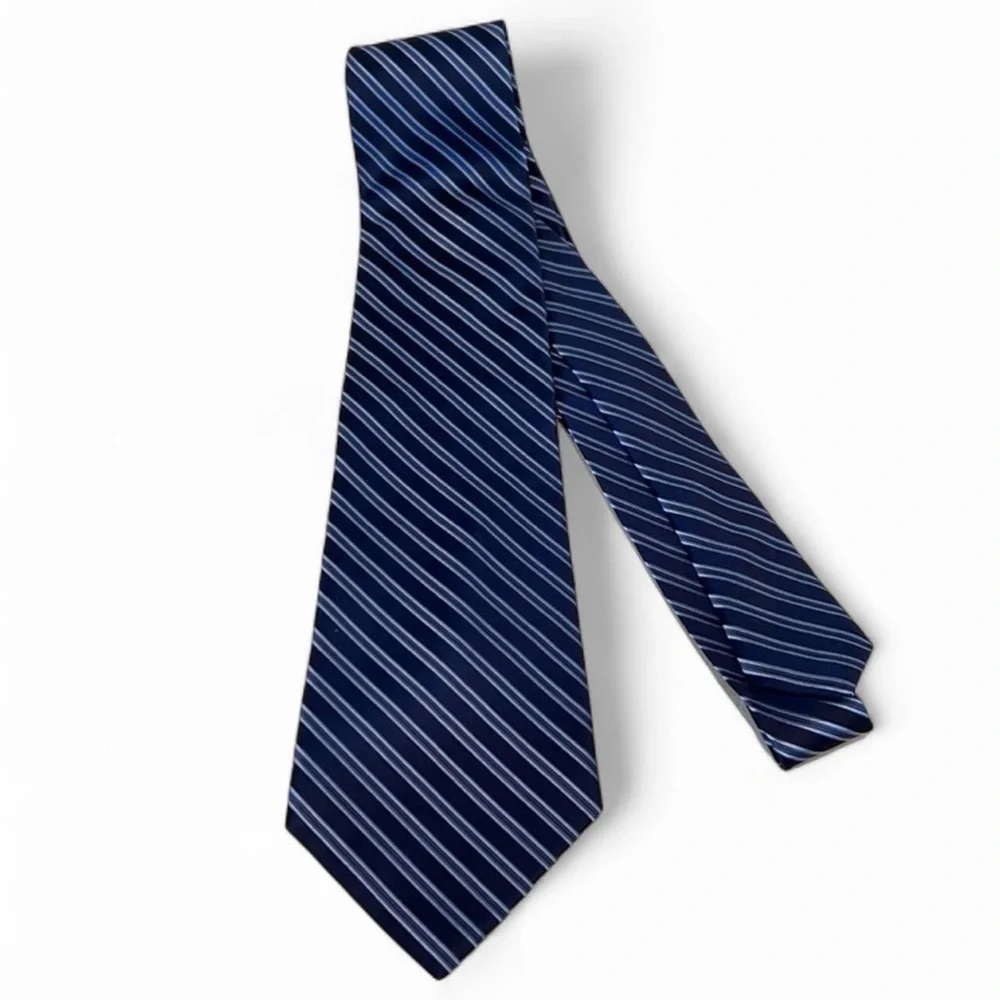 Jones New York Striped Silk Tie Blue